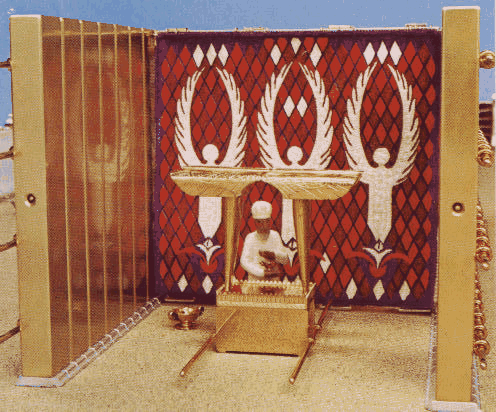 Moses speaking with God in holy of holies